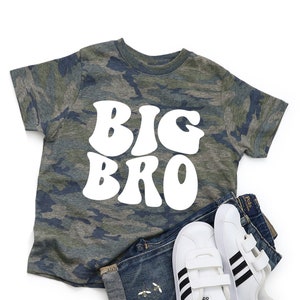 Big Brother Shirt, Retro Big Brother Shirt, Vintage Big Bro Shirt, Pregnancy Reveal Announcement Gift for Boys, Camo Sibling Shirt, Trendy