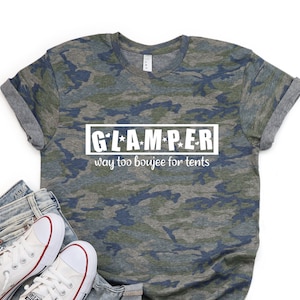 Camping Shirt, Funny RV Camping Shirt, Glamper Camouflage Happy Camper Shirt, Outdoor Shirt, Camp Lover Shirt Camper Shirt