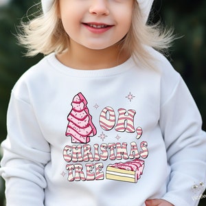 Oh Christmas Tree Sweatshirt for Girls, Retro Cute Christmas Sweatshirt, Toddler Girl Christmas Outfit, PJ Top, Christmas Cookies Sweatshirt