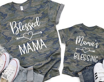 Mommy and Me Shirt, Camouflage Blessed Mama Shirt, Mother and Son Matching Shirts, Mommy and Daughter, Mothers Day Shirt, Gift for New Mom,