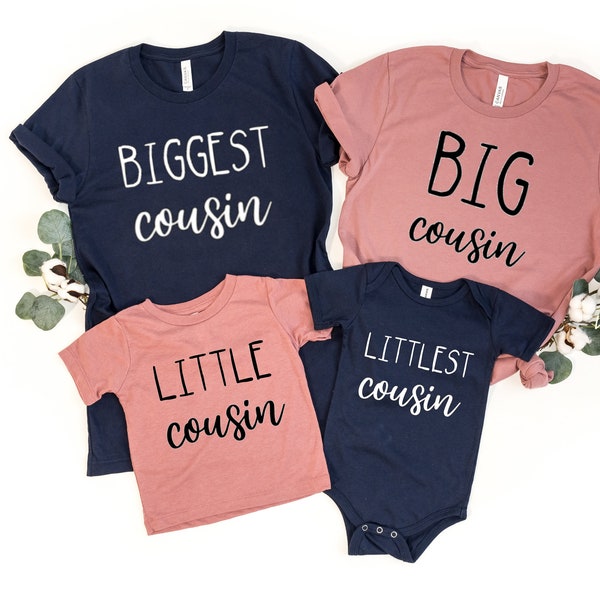 Camicia Cousin Crew, Big Cousin Shirt, Biggest Cousin Shirt, Little LittleSt Cousin Shirt, Family Matching Shirt, Cousin Matching Shirt