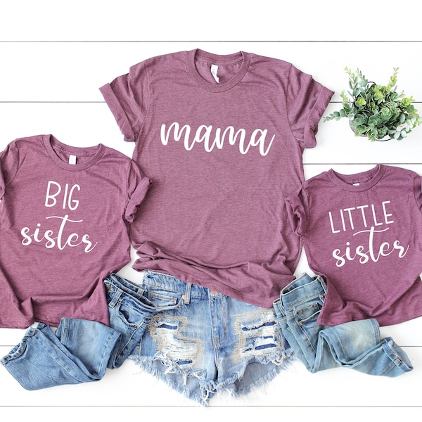 Mommy And Me Outfit, Matching Sister Shirts, Mama Big Sister Little Sister, Mommy and Me Shirts, Mom, Dad, Sister, Brother, Sibling Tees