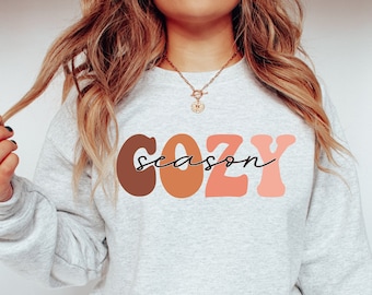 Cozy Season Sweatshirt for Women, Fall Sweatshirt for Woman, Retro Boho Fall Outfit for Woman,