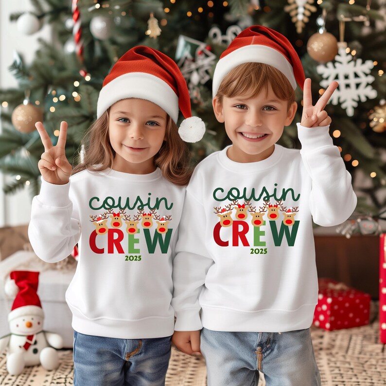 Cousin Crew Christmas Sweatshirts, Matching Cousin Shirts, Toddler Christmas Outfit, PJ Top