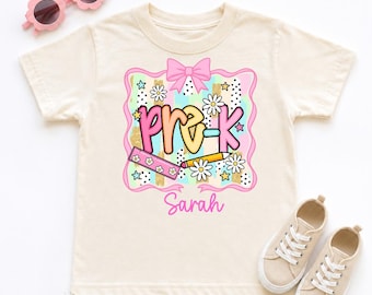 Custom Kindergarten Preppy Toddler Girl Shirt | Back to School Shirt | Pre-K First Day Tee | Personalized 1st, 2nd, 3rd, 4th Grade T-shirt