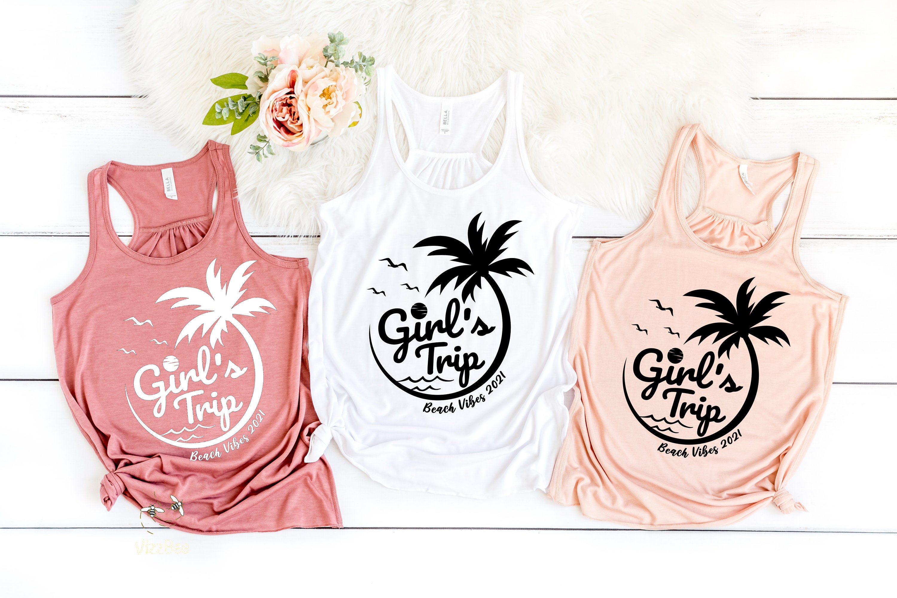 Girls Trip 2021 Beach Vibes Shirt , Girls Beach Tank Top , Beach Tank…