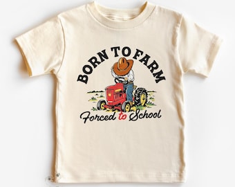 Back to School Toddler Boy Shirt | Preschool First Day Tee | Born to Farm Forced to School Graphic T-Shirt |