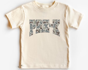 Pre-K Camouflage Toddler Boy Shirt | Back to School Shirt | Preschool First Day Tee | Kindergarten Kids Graphic T-Shirt