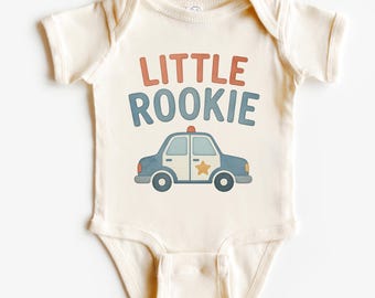 Little Rookie Baby Boy Shirts - Cute Police Car Bodysuit for Future Officer - Toddler Boys Long Sleeve and Sweatshirt