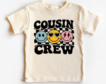 Cousin Crew Shirt | Retro Matching Happy Face Shirts For Cousins | Family Reunion, Boho, Toddler, Baby, Youth, Adult