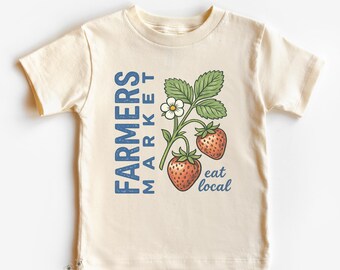 Strawberry Farmers Market Kids Shirt - Cute Farm Fresh Veggie Toddler Tee -Baby Boy Bodysuit -Long Sleeve Girls Sweatshirt