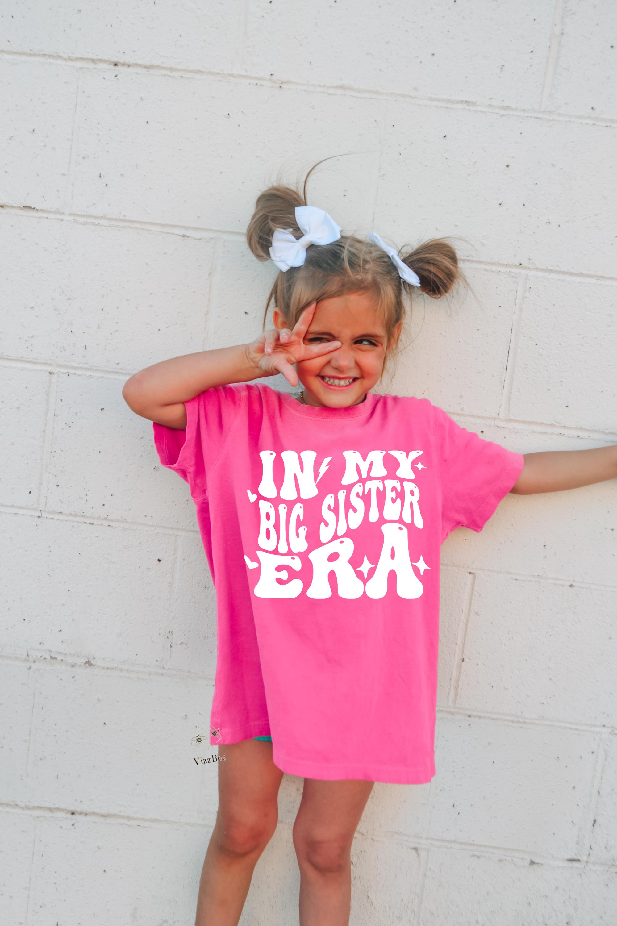 Big Sister Shirt, Comfort Colors Shirts In My Big Sister Era Toddler Girls Shirts, %100 Cotton, Pregnancy Reveal, Baby Announcement Gift