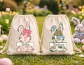 Personalized Easter Drawstring Sack Bag for Kids, Custom Egg Hunt Bag, Easter Basket Alternative, Bunny Gift Bag, Reusable Present Bag,
