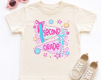 Preppy Back to School Girl Shirt |  Pre-K, Kindergarten, First Day Tee | School Pendant 2nd, 3rd, 4th Grade