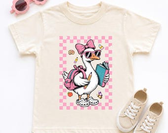 Goose Back to School Boy and Girls Shirt | Preschool First Day Tee | Kindergarten Kids Graphic T-Shirt | Toddler Grade Shirt