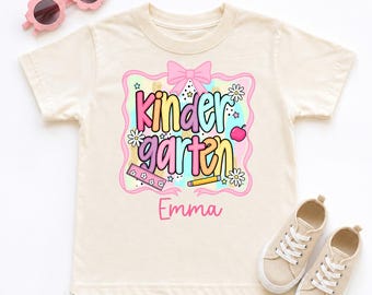 Custom Kindergarten Preppy Toddler Girl Shirt | Back to School Shirt | Pre-K First Day Tee | Personalized 1st, 2nd, 3rd, 4th Grade T-shirt