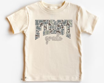 First Grade Camouflage Boy Shirt | Back to School Shirt | 1st Grade Tee, First Day Tee | Kids Graphic T-Shirt