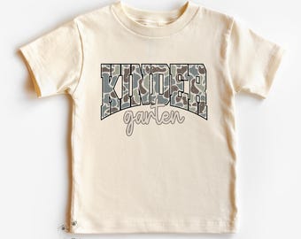 Kindergarten Camouflage Toddler Boy Shirt | Back to School Shirt | Kindergarten First Day Tee | Kids Graphic T-Shirt