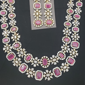 Long Haar | AD Stones | Double Line | Bridal | Ruby