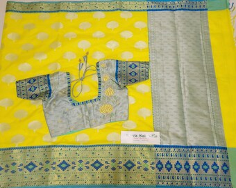 Paithani Silk |  Yellow | Blue | Semi