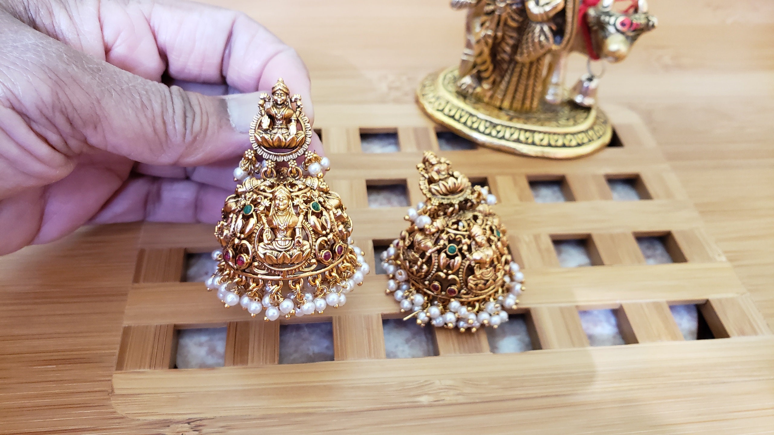 Buy Fida Gold Lakshmi Temple Jhumka Earring @ Best Price