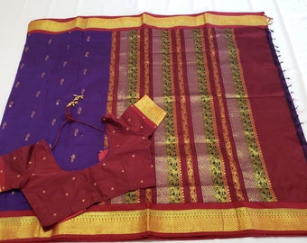 Silk Gadwal Cotton with Blouse | Semi Gadwal