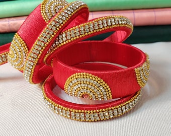 Bangles: Silk Thread Bangles | Size 2.8 | Red