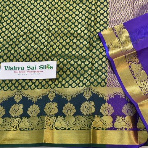 Vegan Silk | Bridal | Bottle shops Green with Violet Blue