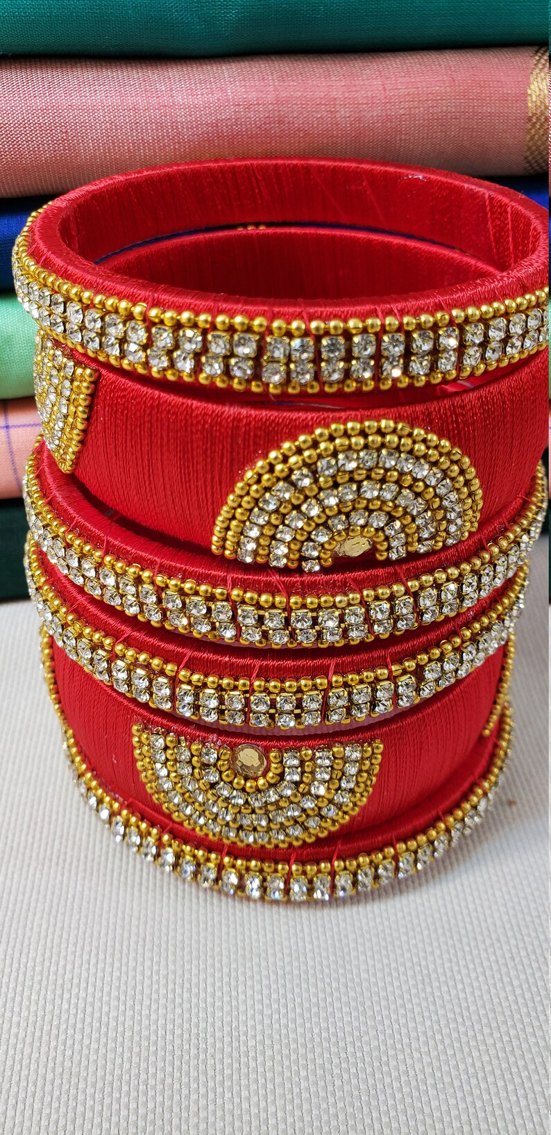 Bangles: Silk Thread Bangles Size 2.8 Red image 3