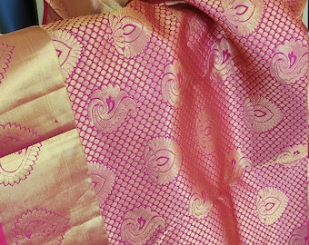 Kanchi Pure Silk Saree: Bridal Deep Pink | Magenta Full Jari | Grand Pure Silk