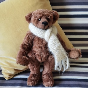 Urso de pelúcia mohair artesanal marrom, colecionável, artista, vintage, presente de dia das mães