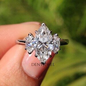 Marquise Cut Diamond Engagement Ring, IGI Certified Three Stone Lab Grown Diamond Ring, Wedding Ring for Women, Anniversary Gifts for Her