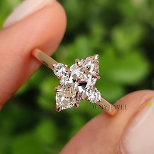 Marquise Diamant Verlobungsring, EF / VS Labor gewachsener Diamant, Ehering mit drei Steinen, Diamant schlagen Ring vor, Jahrestagsgeschenk für sie