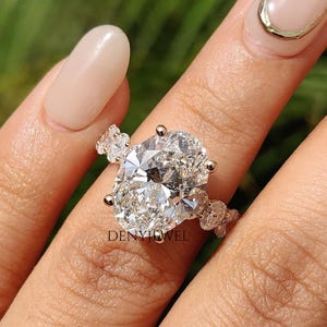 3.5 CT IGI Certified Diamond Ring, Oval Cut Lab Grown Diamond Engagement Ring, Hidden Halo Ring, Anniversary Gifts, Side Oval Diamond Band