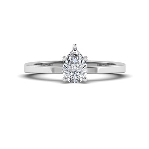 Solitaire Engagement Ring, Solid Gold Lab Grown Diamond Ring for Women, Pear Shaped Diamond Ring for Her, IGI Certified Diamond Ring