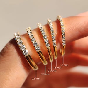 Diamond Wedding Band 10K 14K 18K Solid Gold Stacking Ring Half Eternity Ring Genuine Lab Grown Diamond Ring Anniversary Stack Ring for Women