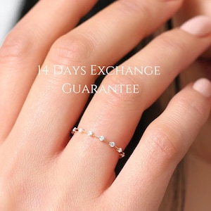 Women&#39;s Diamond Wedding Band Genuine Lab Grown Diamond Stacking Ring Full Eternity Stackable Band Distance Pave Setting Ring Promise Ring
