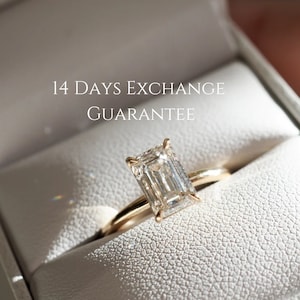 Emerald Cut Diamond Engagement Ring, EF/VS Lab Grown Diamond Solitaire Wedding Ring, Diamond Ring for Her, Anniversary Gift for Her
