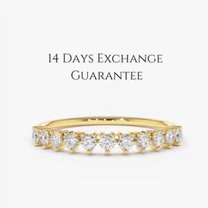 Diamond Wedding Band, 14k Gold Diamond Wedding Ring Women, Wedding Stacking Ring, 14k Gold Ring, Yellow Gold Wedding Band, Prong Setting