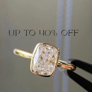 Bezel Set Cushion Cut Diamond Solitaire Engagement Ring, 14K Gold Lab Grown Diamond Wedding Ring, IGI Certified Diamond Ring, Handmade Ring