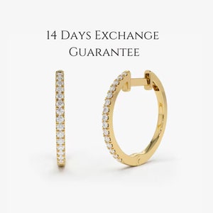 Diamond Hoop Earrings, 14k Solid Gold Diamond Huggies Earrings, Minimalist Hoop Earring, Lab Grown Diamond Hoop Earring, Gift For Birthday