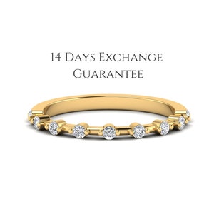 Floating Bubble Wedding Band, Round Lab Grown Diamond Band, Half Eternity Band, Matching/Stackable Band, Gift for Her, Wedding Set