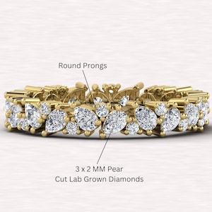 Pear Round Diamond Wedding Band, Lab Grown Diamond Full Eternity Band, CVD Diamond 14K Solid Gold Ring, Stacking Band for Bridal Set