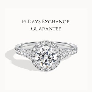 Split Shank Halo Round Diamond Ring, Lab Grown Diamond Engagement Ring, Pave Wedding Ring, Propose Ring, Anniversary Ring, Gift For Women