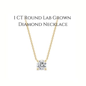 Round Cut Lab Grown Diamond Necklace for Her, 1 CT Diamond Wedding Necklace, Solitaire Diamond Necklace, Anniversary Gift, Diamond Necklace