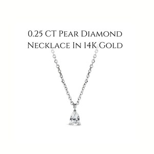 0.25 CT Pear Cut Lab Grown Diamond Pendant, Diamond Necklace For Her, Certified Diamond Necklace, Anniversary Gift, Solitaire Diamond