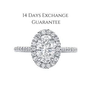 Oval Diamond Halo Ring, 1.0 CT Oval Lab Grown Diamond Ring, Engagement Ring, E/VS Certified Diamond Ring, Oval Diamond Ring for Women