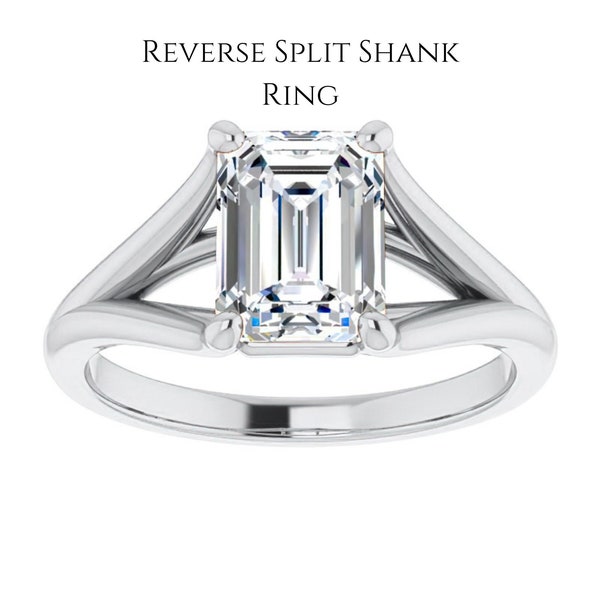 Emerald Cut Solitaire Engagement Ring, IGI Certified Lab Grown Diamond Ring, Reverse Split Shank, Rings for Women, Anniversary Gifts