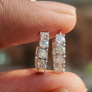 Diamond Huggies Hoop Earrings, Round Diamond Hoop Earrings, 1.70 TW Round Lab Grown Diamond Earrings, Wedding Earrings, Earring Gift for Her