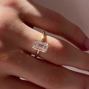 IGI Certified Lab Grown Diamond Ring, 0.70 to 2.5 CT Emerald Cut Lab Diamond Ring, Solitaire Wedding Ring, Engagement Ring, Gift for Her